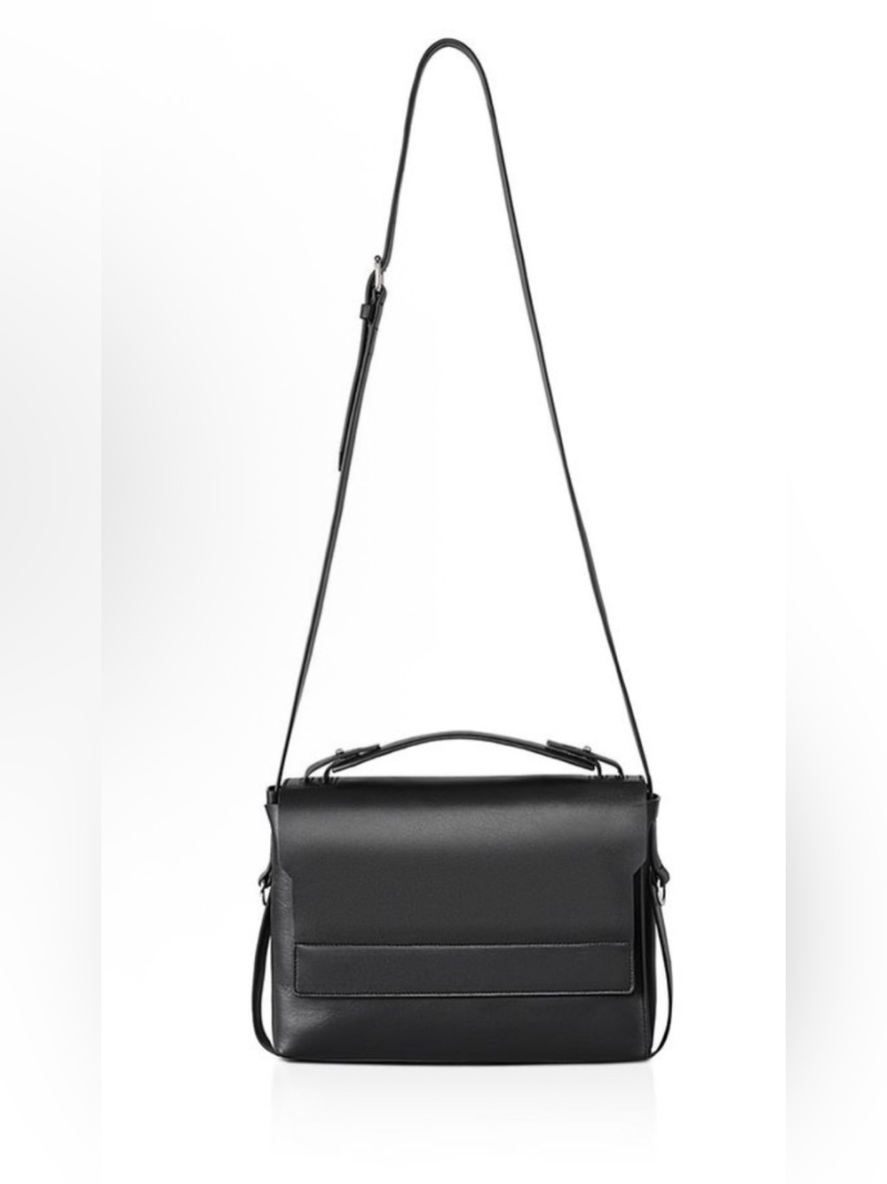 AllSaints Paradise black leather satchel/cross-body bag NEW